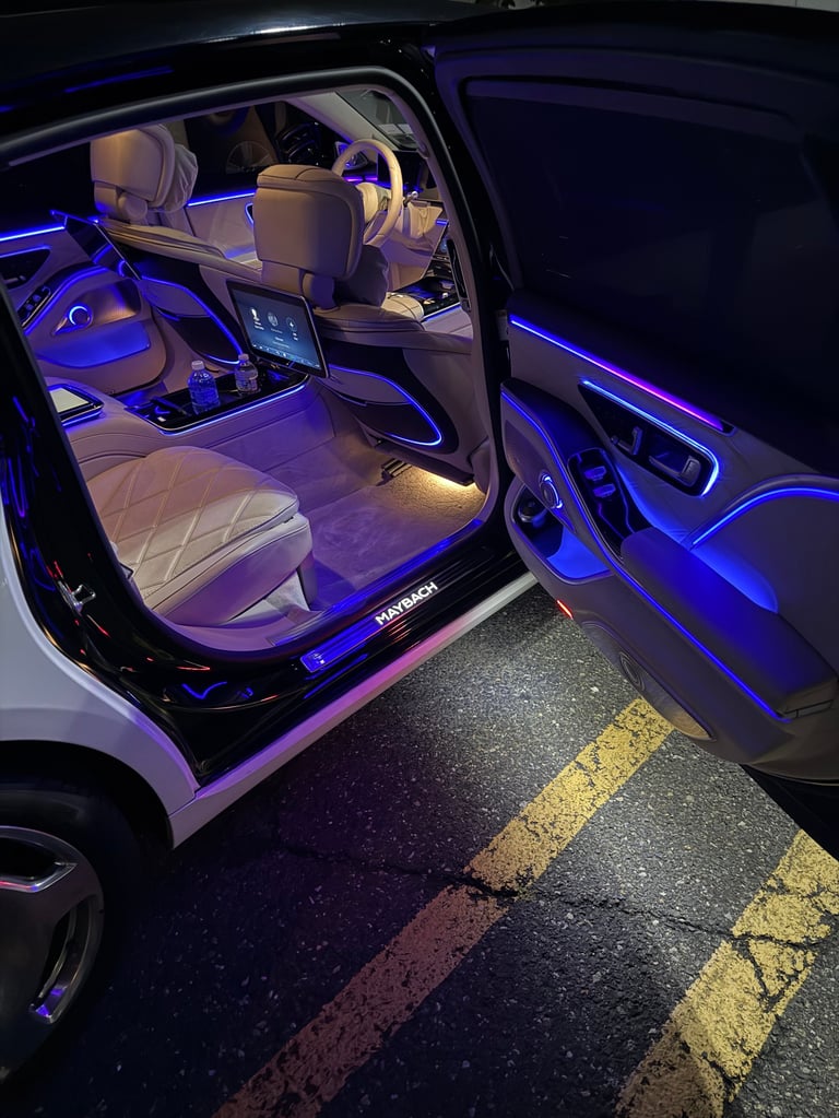 Maybach interior with blue ambient lighting