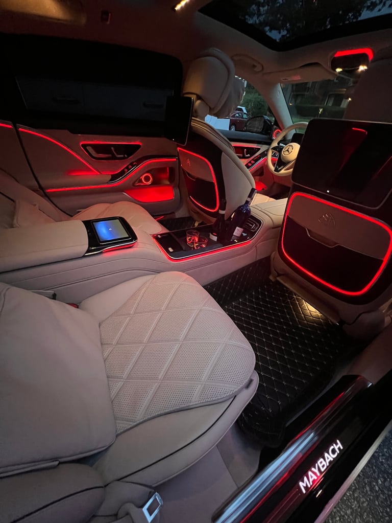 Maybach interior with red ambient lighting